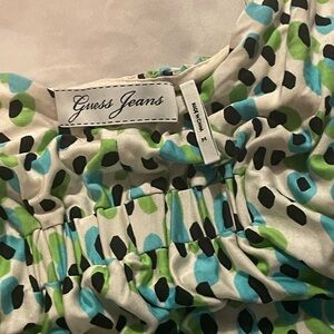 Guess Silk Top with Blue, Green & Black Abstract Spots